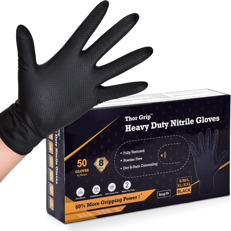 Nitrile Mechanic Glove - Heavy Duty Black Nitrile Gloves 10/30/50PCS